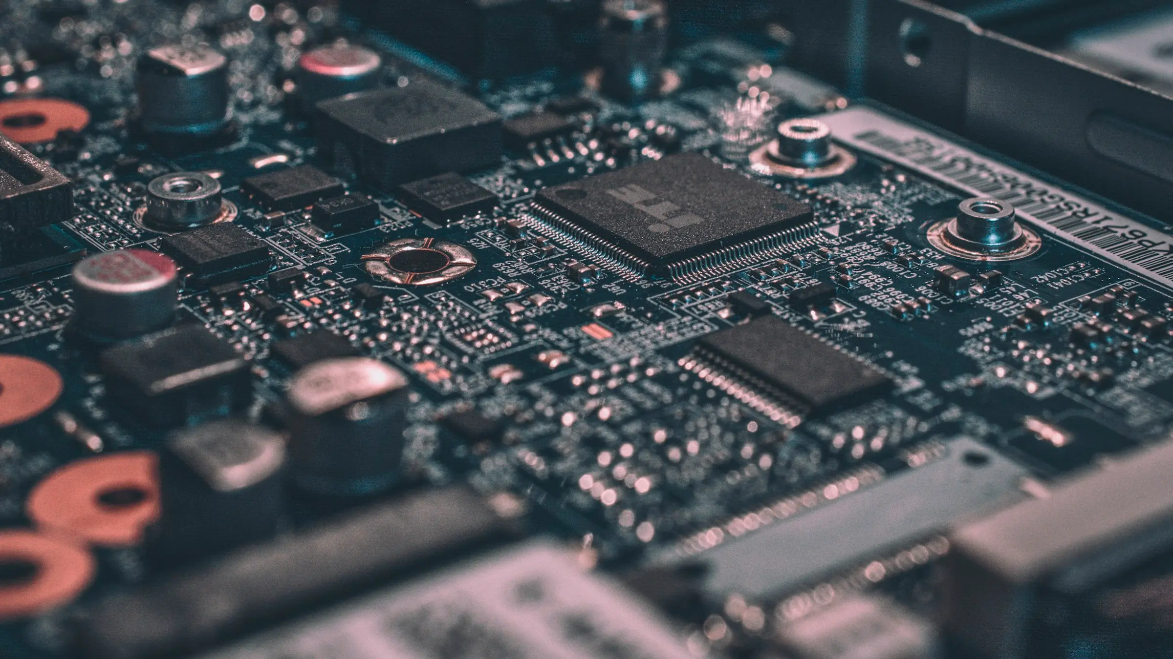 A close-up of a printed circuit board.